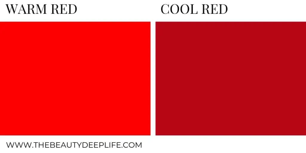 Chart comparing warm and cool red