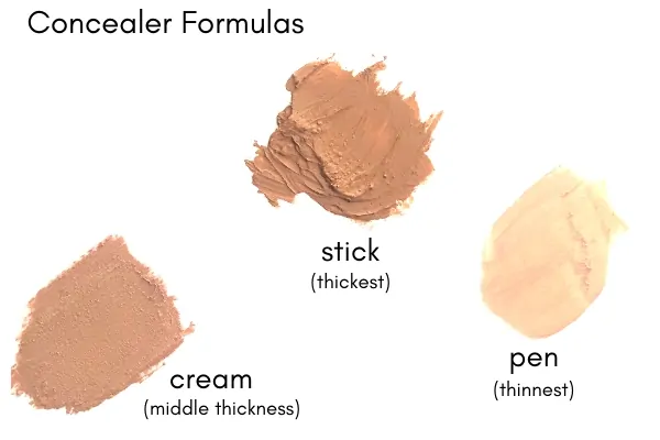 Swatches of Three types of concealers
