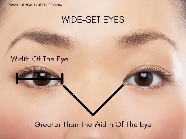 Diagram showing how to tell if a person has wide-set eyes for eyeshadow makeup application