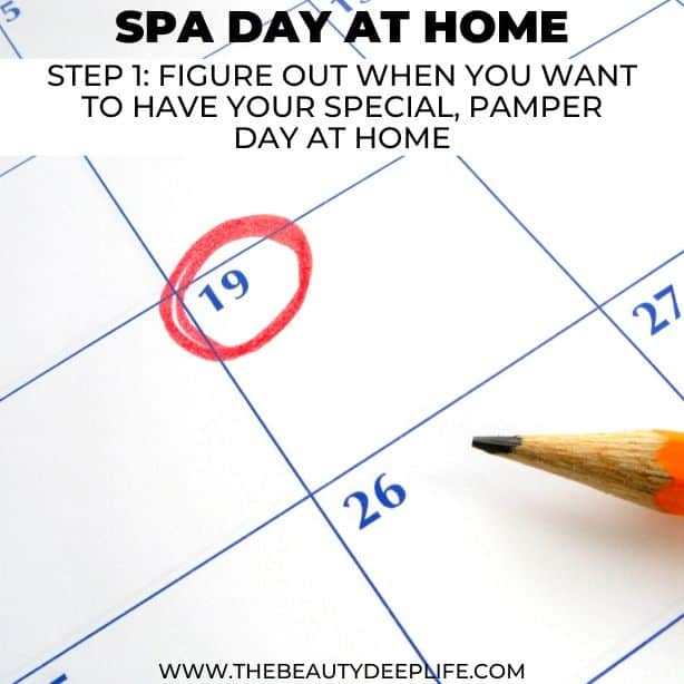 calendar with text overlay spa day at home figure out when you want to have your special pampering day