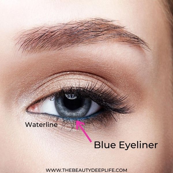 Metallic Eyeshadow With Blue Eyeliner