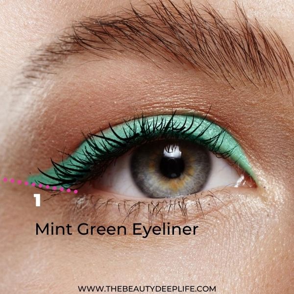 Diagram For Eye Makeup For Beginners Mint Green Liner And Metallic Eyeshadow Makeup Look 3 Step 4