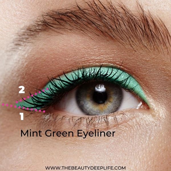 Diagram For Eye Makeup For Beginners Mint Green Liner And Metallic Eyeshadow Makeup Look 3 Step 5