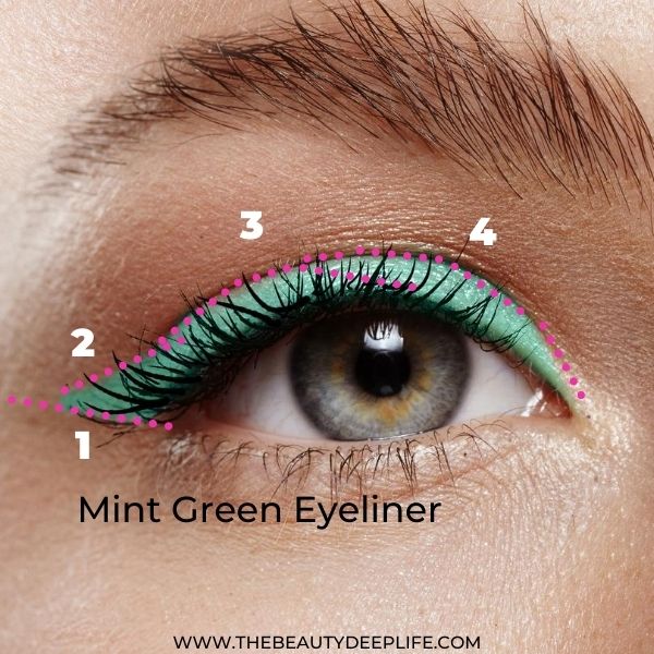 Diagram For Eye Makeup For Beginners Mint Green Liner And Metallic Eyeshadow Makeup Look 3 Step 8