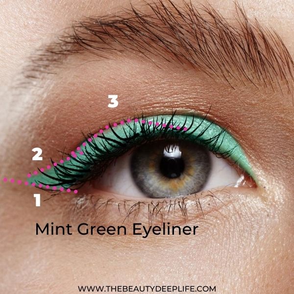 Diagram For Eye Makeup For Beginners Mint Green Liner And Metallic Eyeshadow Makeup Look 3 Step 7