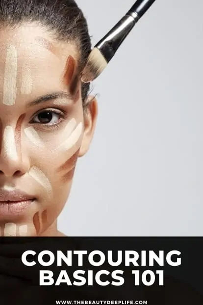 woman with makeup contouring on her face