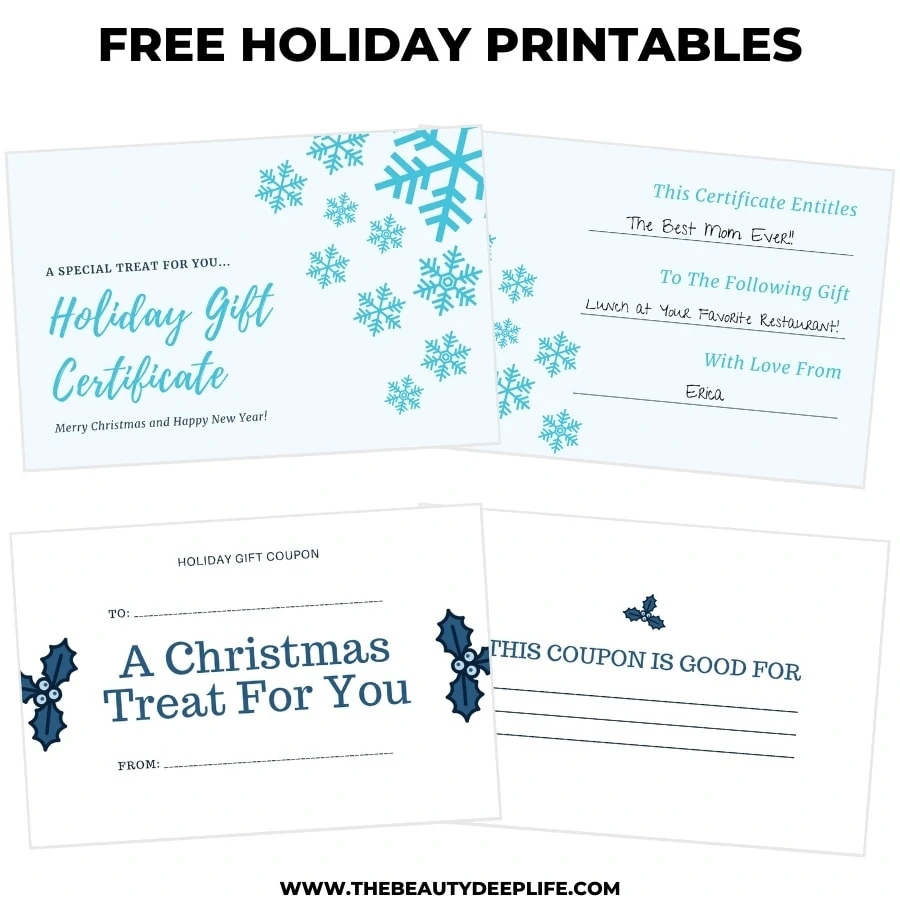 free holiday printable coupons and gift certificates