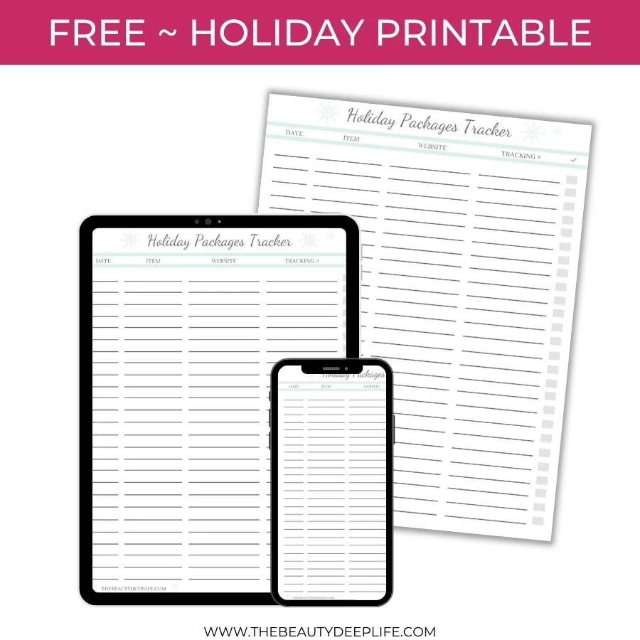 free printable holiday packages tracker