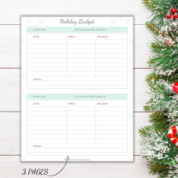 Christmas budget printable