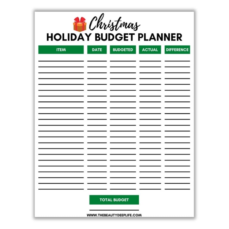 holiday budget planner printable