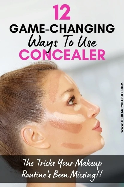 Woman with contour makeup on her face and concealer