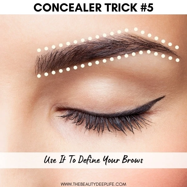 diagram showing where to use concealer to define eyebrows