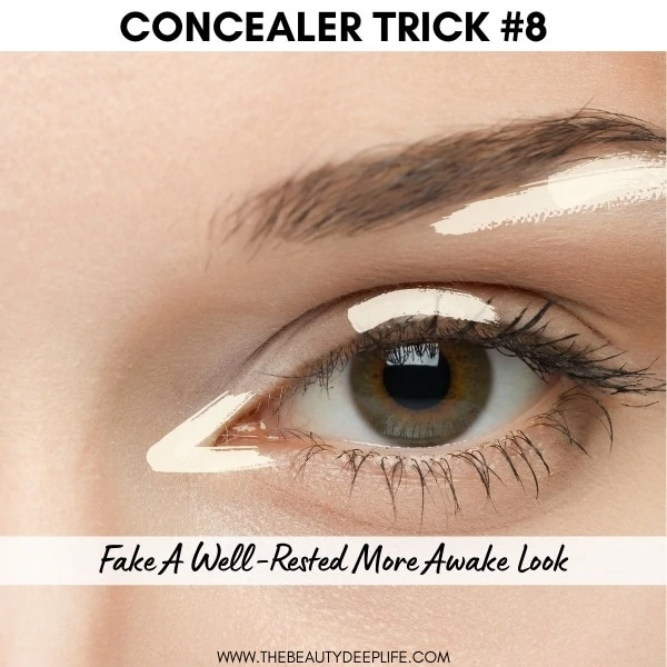 diagram showing where to use concealer to look more awake