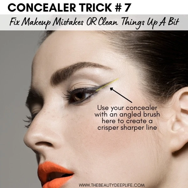 diagram showing how to use concealer to sharpen eyeliner