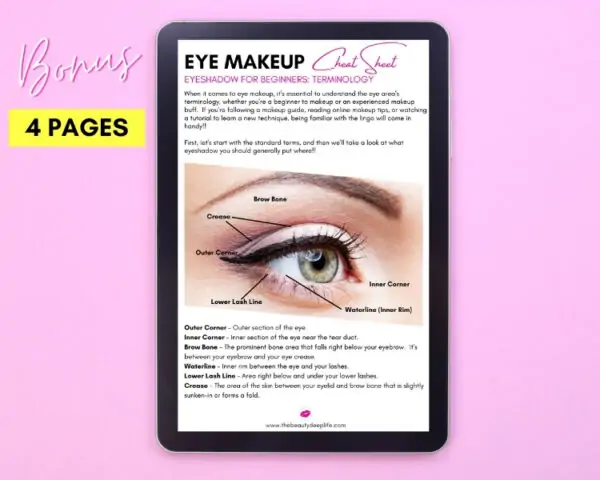 tablet with eye makeup cheat sheet