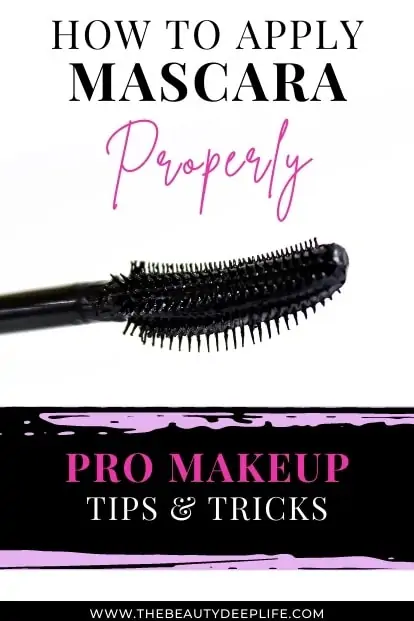 macara wand with text overlay - how to apply mascara properly PRO makeup tips & tricks