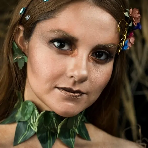 woman with wood nymph halloween makeup