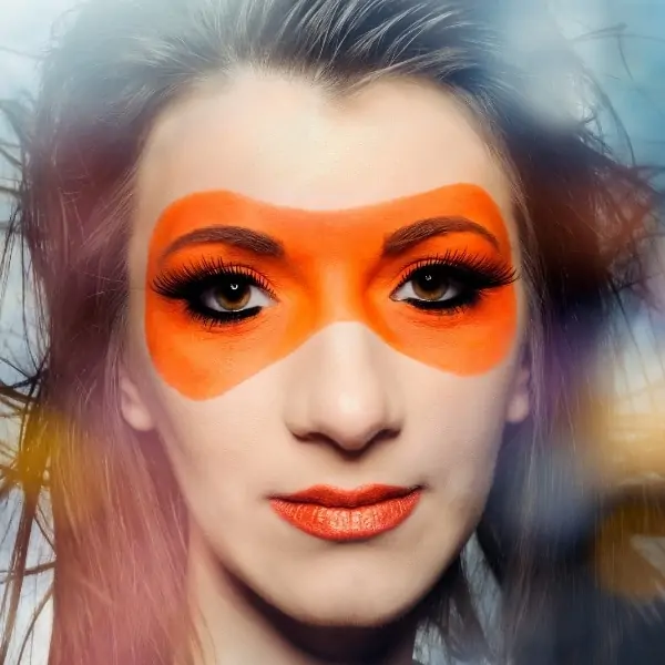 woman with superhero makeup for halloween