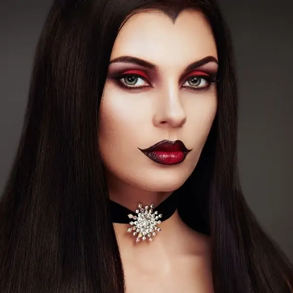 woman with vampire halloween makeup
