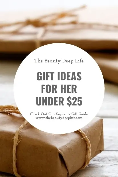 presenets with text overlay gift ideas for her under $25
