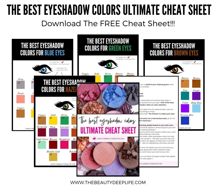 chart of the best eyeshadow colors for brown, green, hazel and blue eyes