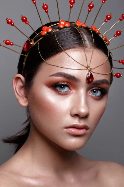 woman with a goddess halloween makeup look