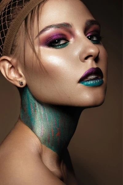 woman with a creative galactic makeup look
