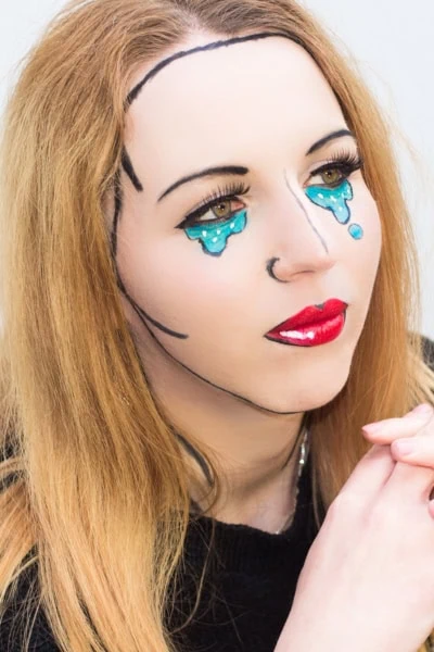 woman with comic book makeup look for halloween