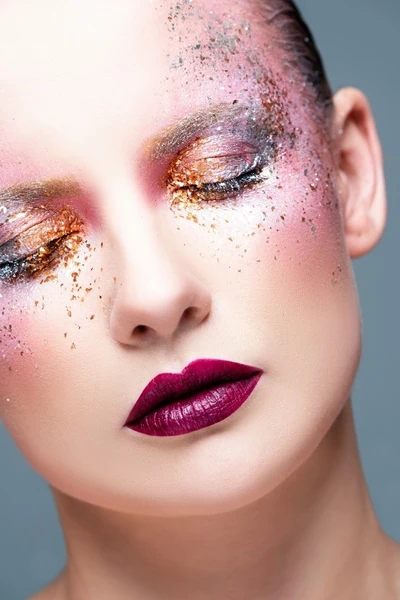 woman with glitter makeup