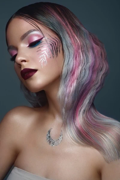 woman with pretty colorful makeup