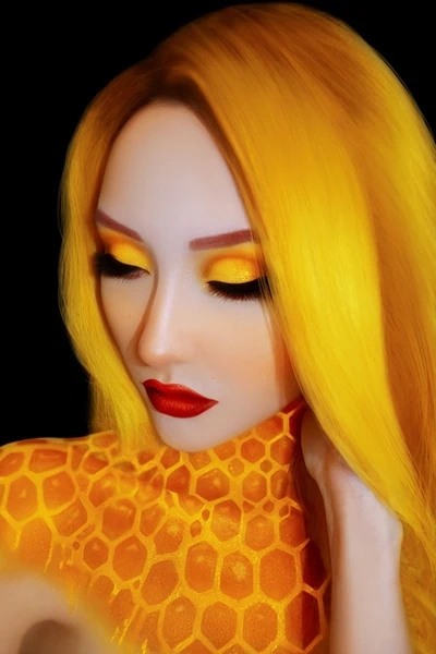 Woman with a giraffe halloween makeup look