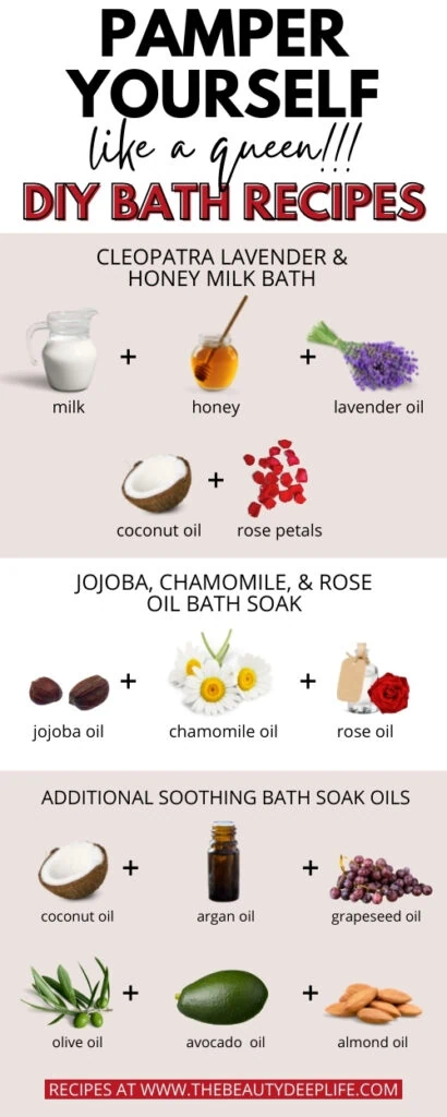DIY bath recipe ingredients for pampering yourself at home