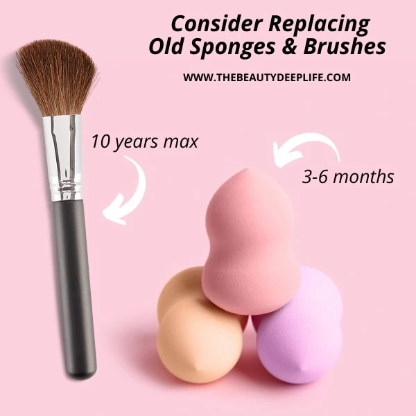 Graphic of Makeup brush and sponges showing how many months before they need to be replaced