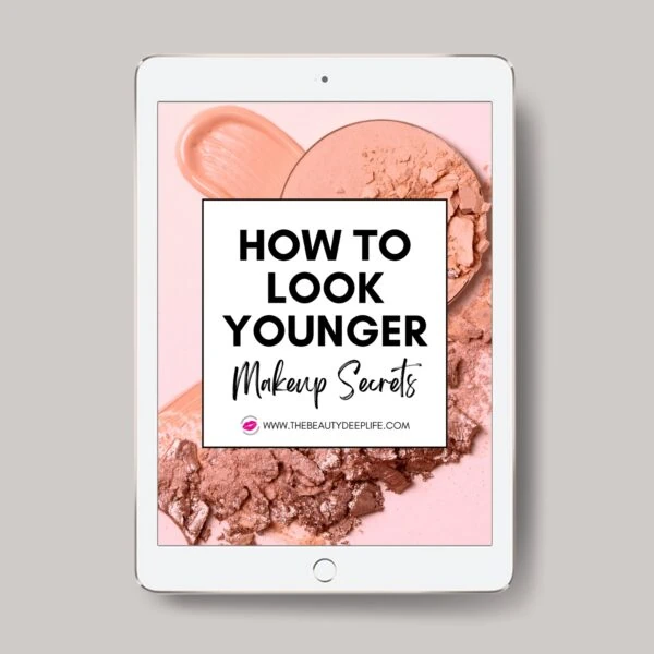 white tablet with how to look younger makeup guide e-book
