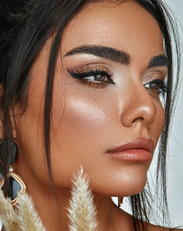 beautiful woman with brown eyes and an eye makeup look