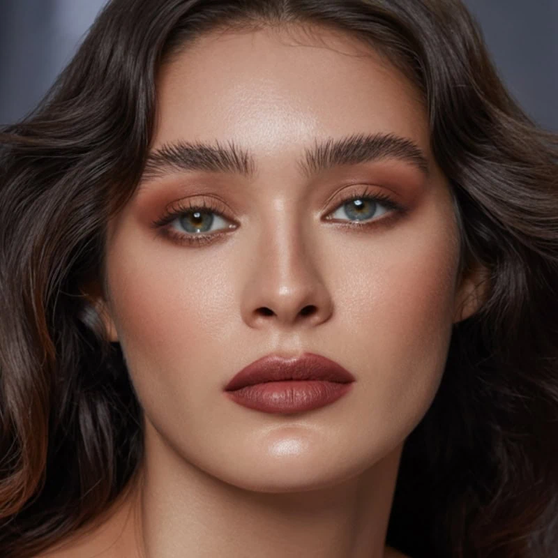 woman with a monochromatic fall makeup look