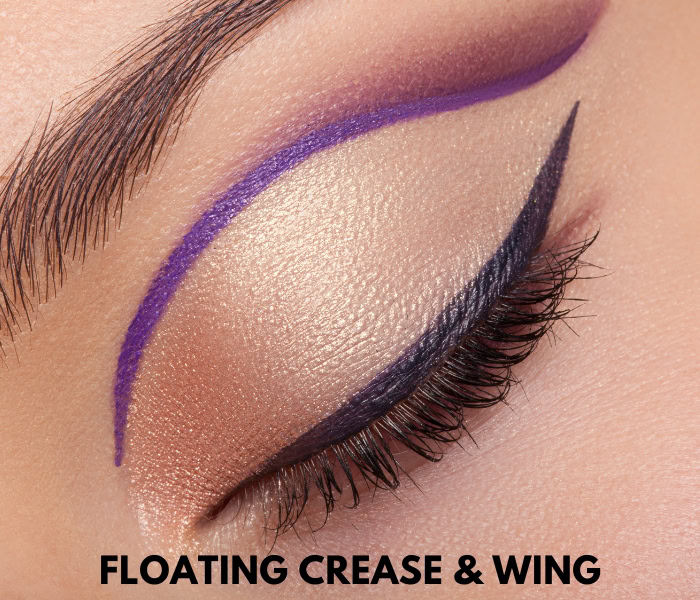 woman with floating crease and winged eyeliner