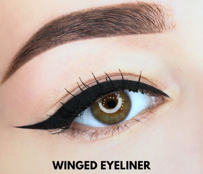 woman with winged type of eyeliner style