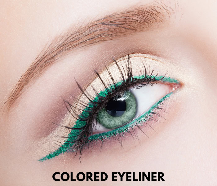 woman's green eye with green eyeliner style