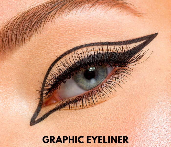 woman's eye with graphic eyeliner style