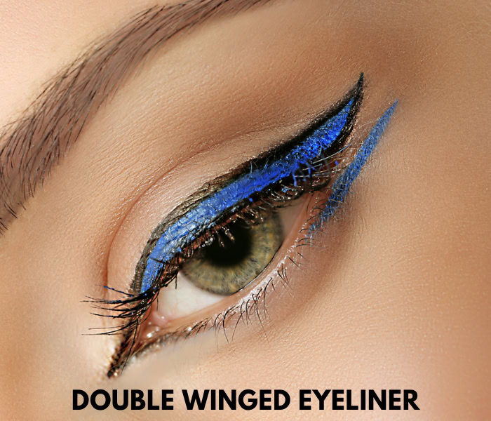 Woman with double winged eyeliner style
