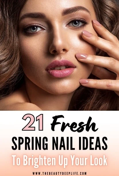 woman with a beautiful face and natural nail color for spring