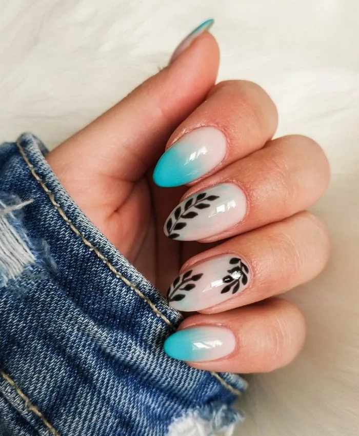 blue ombre spring nail idea