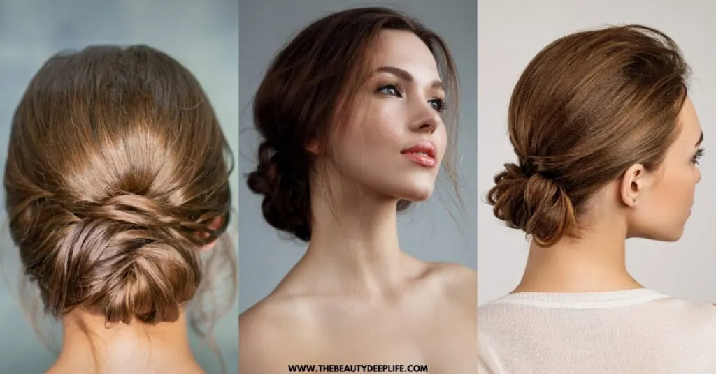 threee women with different bun hairstyles