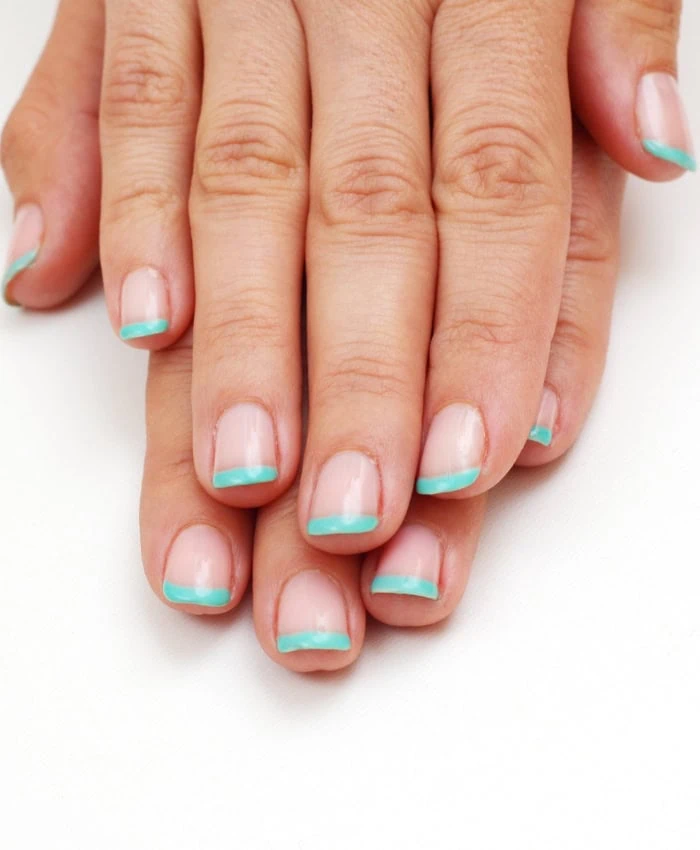 mint tipped nails for spring