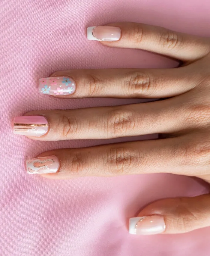 mix matched nail ideas for spring