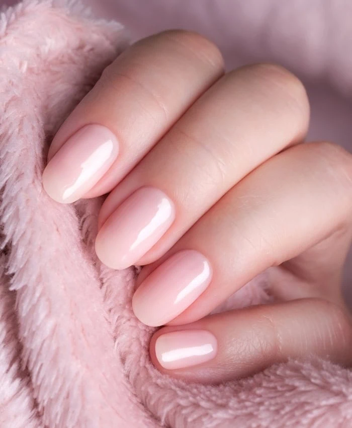 sheer soft pink nails for spring