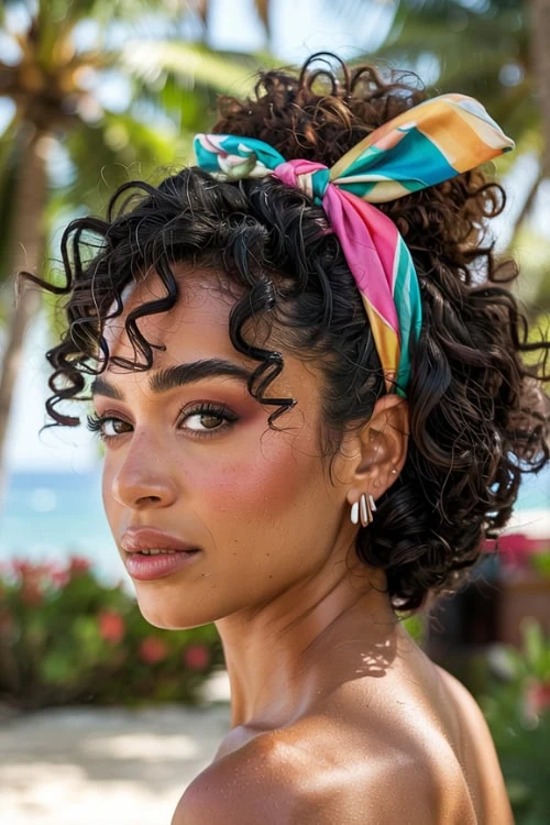woman with short curly hair