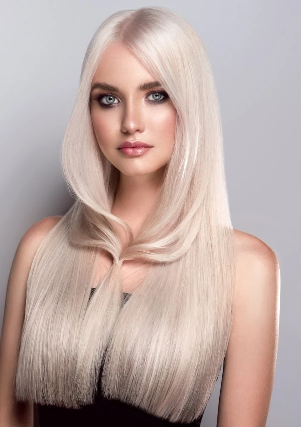 woman with long pearl blonde hair
