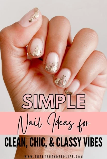 hand with a simple gold accent nail design idea
